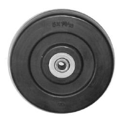 (image for) Caster; Swivel; 4" x 1-1/4"; Rubber (Hard); Plate (2-5/8"x3-3/4"; holes: 1-3/4"x2-3/4" slots to 3"; 5/16" bolt); Zinc; Plain bore; 250#; Dust Cover (Mtl); Brake (Item #64590)