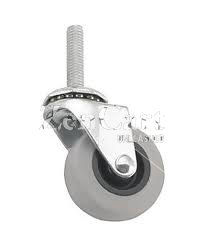 (image for) Caster; Swivel; 2" x 13/16"; PolyU on PolyO (Gray); Threaded Stem (3/8"-16TPI x 1-1/2"); Zinc; Plain bore; 80# (Item #65109)