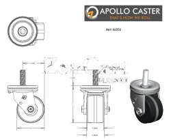 (image for) Caster; Swivel; 3" x 1-3/4"; Phenolic; Threaded Stem (5/8"-11TPI x 1-3/4"); Zinc; Roller Brng; 1000# (Item #66559)