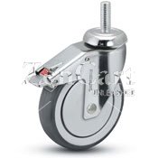 (image for) Caster; Swivel; 3" x 1-1/4"; PolyU on PolyO (Gray); Threaded Stem; 12mm-TPI x1"; Chrome; Prec Ball Brngs; 190#; Thread guards; Total Lock (Item #63565)