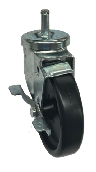(image for) Caster; Swivel; 4\" x 1-1/4\"; Polyolefin; Grip Ring (7/16\" x 1-1/4\"); Zinc; Plain bore; 275#; Tread brake; Metal Dustcap (Item #65452)