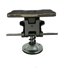 Floor Lock; For 4" Casters; 6" extended; Top Plate; 4"x4-1/2"; holes: 2-5/8x3-5/8 (slots to 3x3); 3/8" bolt; Zinc. Pedal Style ( Replacement pad #87791) (Item #87165)