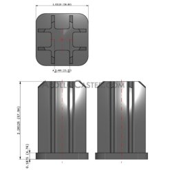 (image for) Socket; Grip Ring: fits 1-1/4" 18 gauge square tubing; 1.157" O.D. x 7/16" I.D.; fits 7/16" connectors up to 2" long. Fits 1.152" inch i.d. tubing. (Item #89262)