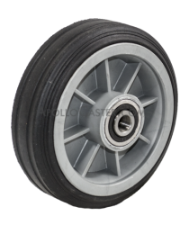 (image for) Caster; Swivel; 6" x 2"; Solid Rubber on Plastic Hub (Grey); Hollow Kingpin (1/2" bolt hole); Ball Brng; 350#; Ribbed Tread (Item #64281)