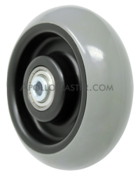 (image for) Caster; Swivel; 5" x 2"; PolyU on PolyO (Gray Donut); Plate (4"x4-1/2"; holes: 2-5/8"x3-5/8" slots to 3"x3"; 3/8" bolt); Prec Ball Brngs; 750#; Weld-on Pos Lock (Item #62862)