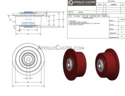 (image for) Single Flanged Wheel; 4" x 1-7/16" (5" x 1-13/16" with flange); Cast Iron; Twin Precision 6205 Bearings; 2000#; 1/2" Bore; 2-7/16" Hub Length; 600° F (Item #87284)