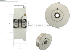 (image for) Wheel; 8" x 2-3/8" (9"x3" with flange); Cast & Steel; Single Flange; Prec Tapered Brng; 10000#; 1-1/4" Bore; 3-1/2" Hub Length (Item #89859)