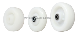 (image for) Caster; Swivel; 8" x 2"; Nylon; Plate (4"x4-1/2"; holes: 2-5/8"x3-5/8" slots to 3"x3"; 3/8" bolt); Zinc; Roller Brngs; 1250#; Cam Brake (Item #63035)