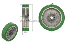 (image for) Drive Wheel; 10" x 2-1/2"; 95A PolyU on Cast Iron; QD Keyway Bushing; 1" Bore; 2-1/2" Hub Length; 2000#; USA Made (Item #87213)
