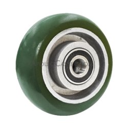 (image for) Caster; Swivel; 5" x 2"; PolyU (Donut) on Alum; Plate (4"x4-1/2"; holes: 2-5/8"x3-5/8" slots to 3"x3"; 3/8" bolt); Stainless; Stainless Prec BB; 1000# (Item #63308)