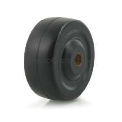 (image for) Caster; Swivel; 5" x 1-1/4"; Rubber (Hard); Plate; 2-3/8"x3-5/8": holes: 1-3/4"x2-7/8" (slots to 3"); 3/8" bolt; Zinc; Plain bore; 350# (Item #63389)