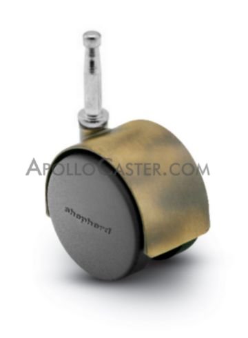 Caster; Twin; Swivel; 2\" (50mm); Nylon; Grip Neck; 5/16\"x1-1/2\"; Antique; Steel Axle; 75#; Hood (Item #68370)