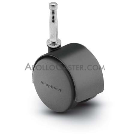 Caster; Twin Wheel; Swivel; 60mm; Polyurethane Tread; Grip Neck (5/16\" x 1-9/16\"); Black; Riveted Axle; 120#; Hood (Item #63110)