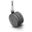 Caster; Twin; Swivel; 3" (75mm); Nylon; Grip Neck; 5/16"x1-1/2"; Black; Rivet; 165# (Item #68959)