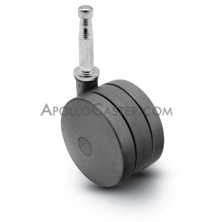 (image for) Caster; Twin Wheel; Swivel; 75mm; Polyurethane; Grip Neck (5/16" x 1-1/2"); Black; Riveted Axle; 165# (Item #62814) - Click Image to Close