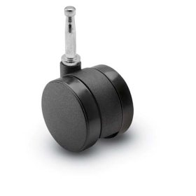 (image for) Caster; Twin; Swivel; 2" (50mm); Polyurethane; Grip Neck; 5/16"x1-1/2"; Black; Rivet Brng; 75# (Item #69554)