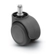 Caster; Twin; Swivel; 2-3/16" (55mm); Polyurethane; Grip Ring; 7/16"x7/8"; Black; Wgt Cap: 75; Hood; Barile 1-1/2" (Item #69778)