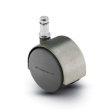 Caster; Twin; Swivel; 2-3/8 (60mm); Polyurethane; Grip Ring; 7/16x1-7/16; Satin Chrome; Zinc Body; 100#; Hood (Item #68206)