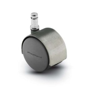 (image for) Caster; Twin; Swivel; 2-3/8 (60mm); Polyurethane; Grip Ring; 7/16x7/8; Satin Chrome; Zinc Body; 100#; Hood (Item #68157)