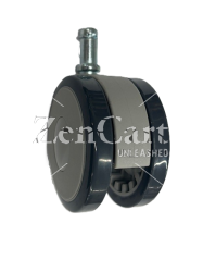 (image for) Caster; Twin Wheel; Swivel; 75mm; Polyurethane; Grip Ring (7/16" x 1-1/2"); Black/ Gray; Riveted Axle; 165# (Item #62820)