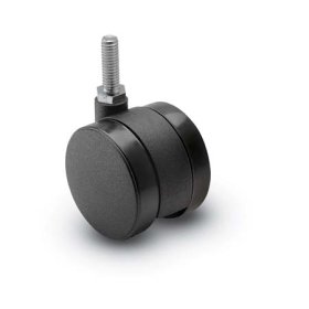 (image for) Caster; Twin; Swivel; 2" (50mm); Polyurethane; Threaded Stem; 5/16"-18TPI x 1"; Black; Rivet; 75# (Item #68676)