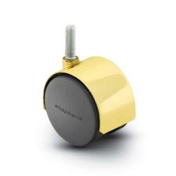 Caster; Twin Wheel; Swivel; 2" (50mm); Polyurethane; Threaded Stem (5/16"-18TPI x 1/2"); Chrome; Riveted Axle; 110#; Hood (Item #62689)