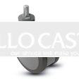 Caster; Twin Wheel; 100mm (4"); Polyurethane; Threaded Stem (1/2"-13TPI x 1-1/2"); Gray; Steel Axle; 225#; Total Lock Brake (Item #67361)