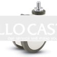 Caster; Twin Wheel; Swivel; 100mm; Polyurethane; Threaded Stem (1/2"-13TPI x 1"); Gray/ White; 220#; Prec BB; Total Lock (Item #66768)