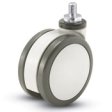 Caster; Twin Wheel; Swivel; 100mm; Polyurethane; Threaded Stem (1/2"-13TPI x 1"); Prec BB; Gray/ White; 220# (Item #66770)