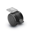 Caster; Twin; Swivel; 2" (50mm); Thermoplastized Rubber (Black); Plate; 1-1/2"x1-1/2"; holes: 1"x1"; 3/16" bolt; Black; Rivet; 75#; Pedal Lock; Wheel (Item #68061)