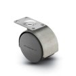 Caster; Twin; Swivel; 2-3/8 (60mm); Nylon; Top Plate; 1-1/2x1-1/2; hole spacing: 1x1; 3/16 bolt; Satin Chrome; Zinc Body; 100#; Hood (Item #68218)