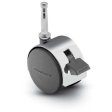Caster; Twin; Swivel; 2" (50mm); Nylon; Grip Neck; 5/16"x1-1/2"; Bright Chrome; Zinc Body; 75#; Pedal Lock; Wheel; Hood (Item #68098)