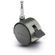 Caster; Twin; Swivel; 2" (50mm); Nylon; Grip Neck; 5/16"x1-1/2"; Satin Chrome; Zinc Body; 75#; Pedal Lock; Wheel; Hood (Item #68089)
