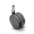 Caster; Twin; Swivel; 3" (75mm); Nylon; Grip Ring; 7/16"x1-7/16"; Black; Rivet; 165#; Pedal Lock; Wheel (Item #68970)
