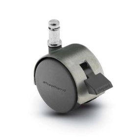 (image for) Caster; Twin; Swivel; 2" (50mm); Nylon; Grip Ring; 7/16"x7/8"; Satin Chrome; Zinc Body; 75#; Pedal Lock; Wheel; Hood (Item #68104)
