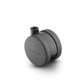 (image for) Caster; Twin; Swivel; 2-3/8" (60mm); Thermoplastized Rubber (Black); Stemless; Black; Rivet; 100# (Receives Shepherd 0.35" x 1-1/8" stem) (Item #68833)