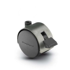 (image for) Caster; Twin; Swivel; 2" (50mm); Nylon; Stemless; Satin Chrome; Zinc Body; 75#; Pedal Lock; Wheel; Hood (Receives Shepherd 5/16" x 1-1/4" stem) (Item #68631)