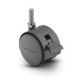Caster; Twin; Swivel; 2-3/8" (60mm); Nylon; Threaded Stem; 5/16"-18TPI x 3/4"; Black; Steel Axle; 100#; Hood; Brake (Item #64669)