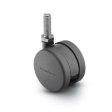 Caster; Twin; Swivel; 2" (50mm); Nylon; Threaded Stem; 5/16"-18TPI x 3/4"; Black; Rivet; 75# (Item #63070)
