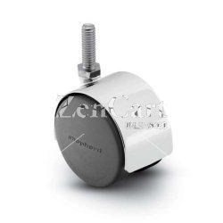 (image for) Caster; Twin Wheel; Swivel; 60mm; Polyurethane; Threaded Stem (5/16"-18TPI x 3/4"); Chrome; Riveted Axle; 120#; Hood (Item #62799)
