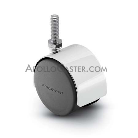(image for) Caster; Twin Wheel; Swivel; 60mm; Polyurethane; Threaded Stem (5/16\"-18TPI x 3/4\"); Chrome; Riveted Axle; 120#; Hood (Item #62799)