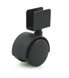 Caster; Twin Wheel; Swivel; 50mm; Nylon; U Bracket (3/4" ID); 1-5/16" High x 1-1/2" Long; Black; Steel Axle; 85#; Hood (Screw included) (Item #66434)