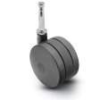 Caster; Twin; Swivel; 3" (75mm); Thermoplastized Rubber (Black); Grip Neck; 5/16"x1-1/2"; Black; Rivet; 165# (Item #68415)
