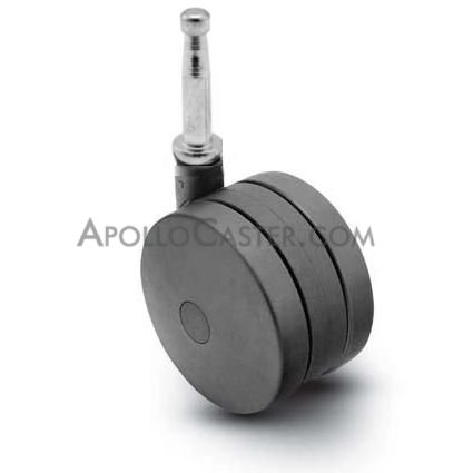 Caster; Twin; Swivel; 3\" (75mm); Thermoplastized Rubber (Black); Grip Neck; 5/16\"x1-1/2\"; Black; Rivet; 165# (Item #68415)