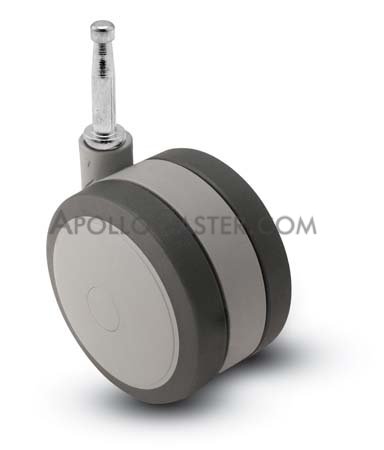 Caster; Twin; Swivel; 60mm (2-3/8\"); Thermoplastized Rubber (Gray); Grip Neck; 5/16x1-1/2; Gray; Rivet; 100# (Item #67847)