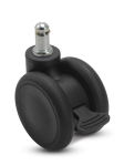 Caster; Twin Wheel; Swivel; 65mm; Thermoplastized Rubber (Black); Grip Ring (7/16x7/8); Black; Riveted Axle; 110#; Wheel Brake (Item #66691)
