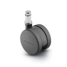 (image for) Caster; Twin; Swivel; 2" (50mm); Thermoplastized Rubber (Black); Grip Ring; 7/16"x1-7/16"; Black; Rivet; 75# (Item #68601)