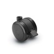 Caster; Twin; Swivel; 2-3/8" (60mm); Polyurethane; Stemless; Black; Rivet Brng; 100#; Pedal Lock; Wheel (Receives Shepherd 3/8" x 1-1/8" stem) (Item #69094)