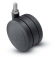 Caster; Twin; Swivel; 3" (75mm); Polyurethane; Threaded Stem; 3/8"-16TPI x 1"; Black; Rivet; 165# (Item #68948)