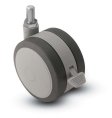Caster; Twin; Swivel; 3" (75mm); Thermoplastized Rubber (Gray); Threaded Stem; 5/16"-18TPI x 1"; Black/Grey; Riveted Axle; 165#; Wheel Brake (Item #67793)